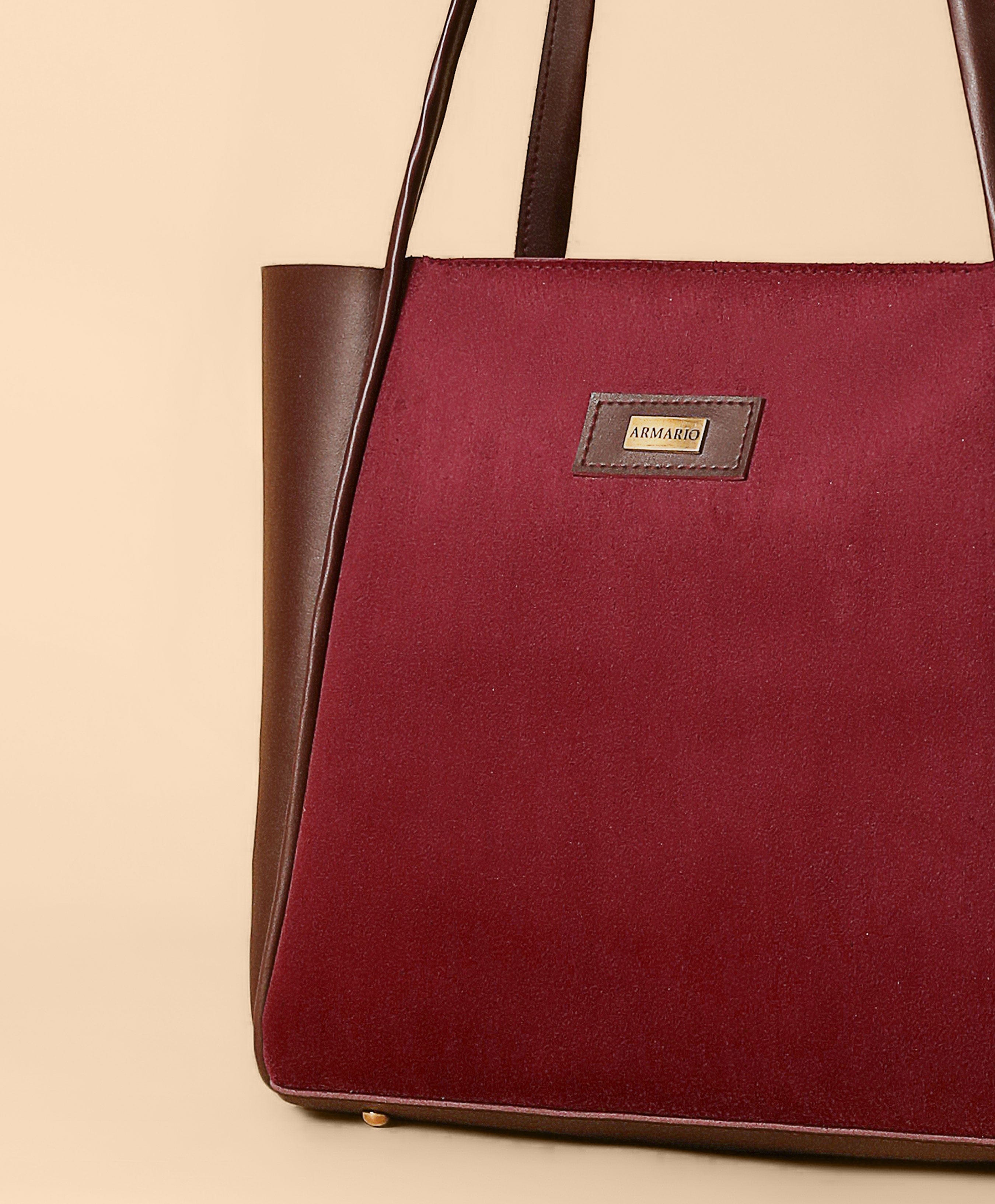 Women's Suede Tote Bags (Maroon)