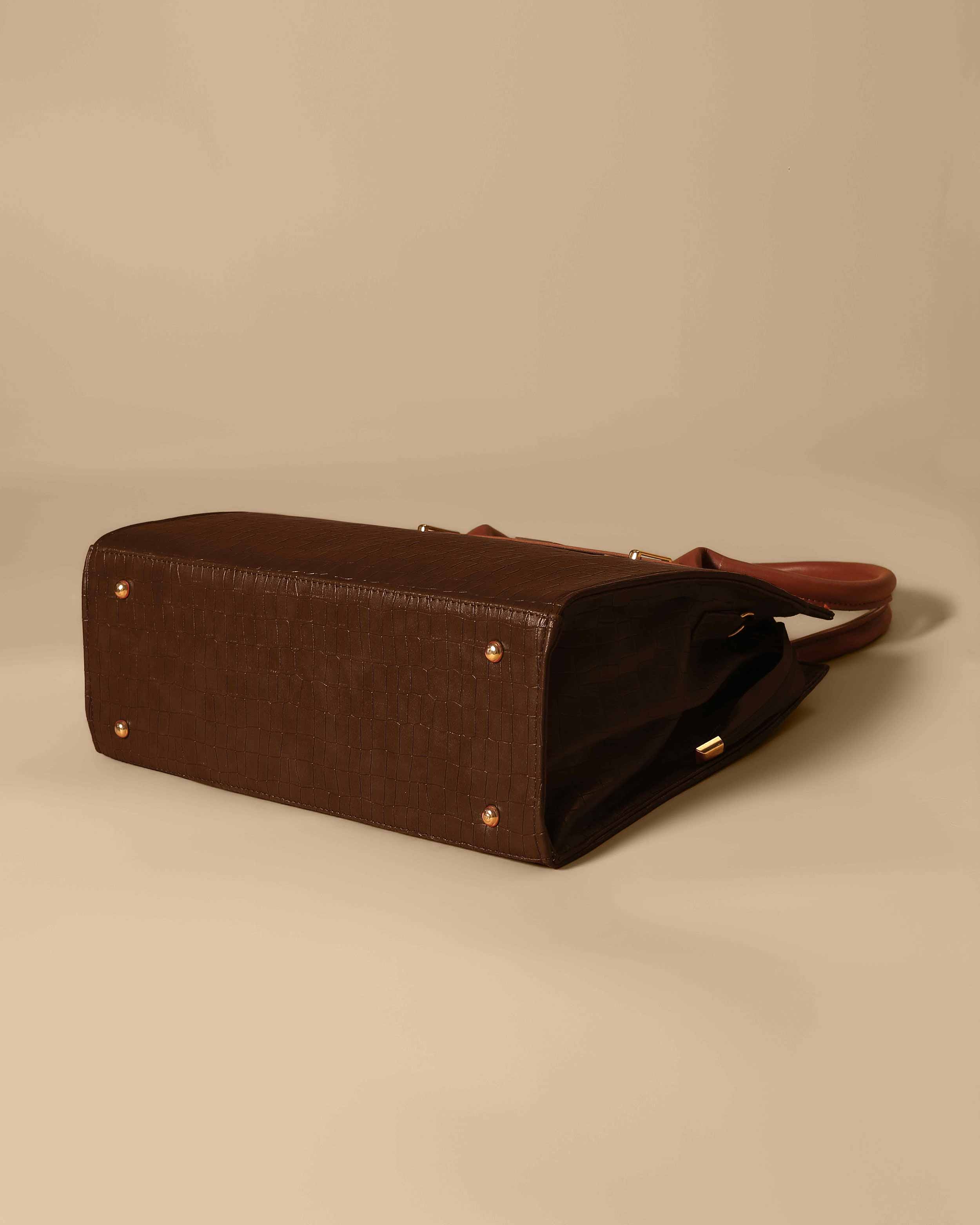 Vintage Crocodile Bag Chocolate Brown with Women's Wallet Chocolate Brown