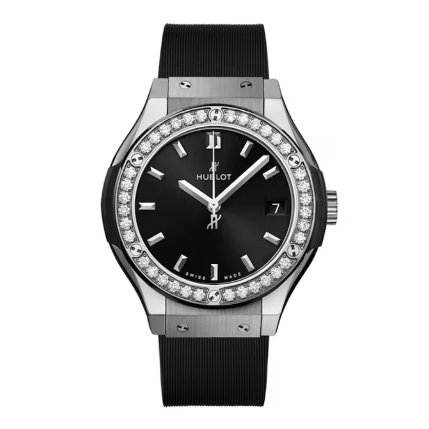 HBLT Classic Fusion Titanium Diamonds 33mm Ladies Watch Black