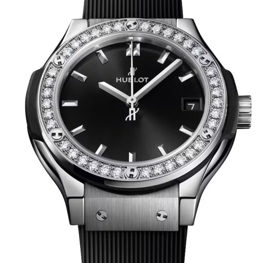 HBLT Classic Fusion Titanium Diamonds 33mm Ladies Watch Black